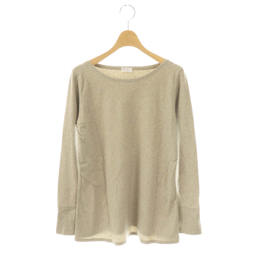 【中古】ブルネロクチネリ BRUNELLO CUCINELLI コットン Tシャツ カットソー 長袖 L グレージュ /ES ■GY57
