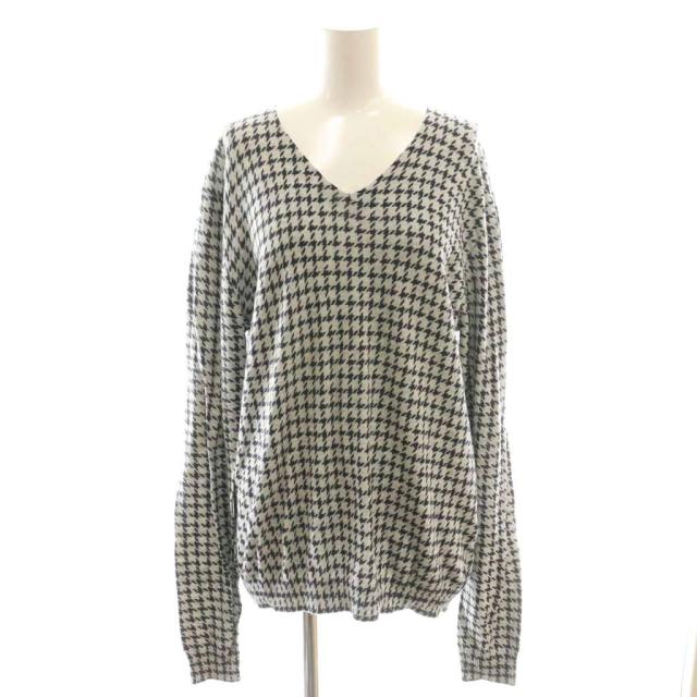 【中古】アルマーニエクスチェンジ A/X ARMANI EXCHANGE 総柄 コットンニット プルオーバー M グレー ブラック