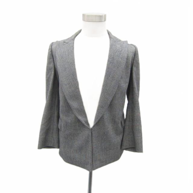 【中古】ブリオーニ BRIONI テーラードジャケット ミドル丈 グレンチェック柄 46R M グレー /SY41 ■GY58 メンズ