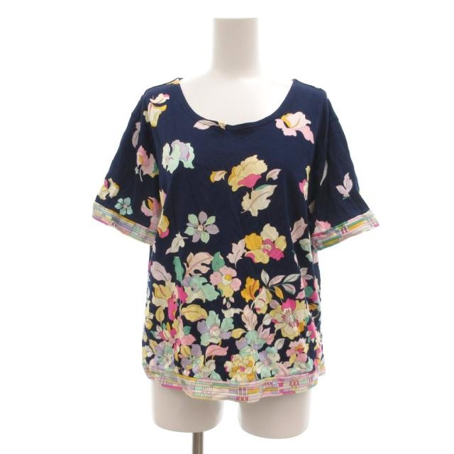 【中古】レオナールスポーツ LEONARD SPORT Tシャツ カットソー 44 紺 ネイビー 花柄 フラワープリント 0578006 /UO