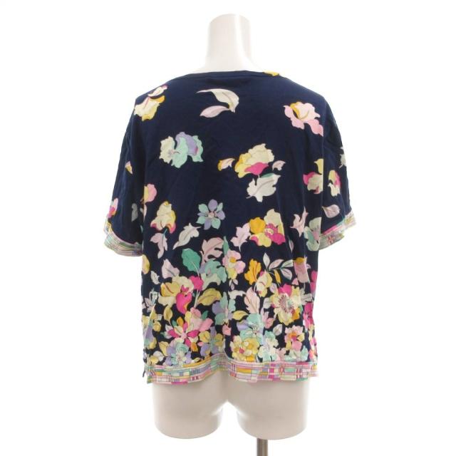 【中古】レオナールスポーツ LEONARD SPORT Tシャツ カットソー 44 紺 ネイビー 花柄 フラワープリント 0578006 /UO_1
