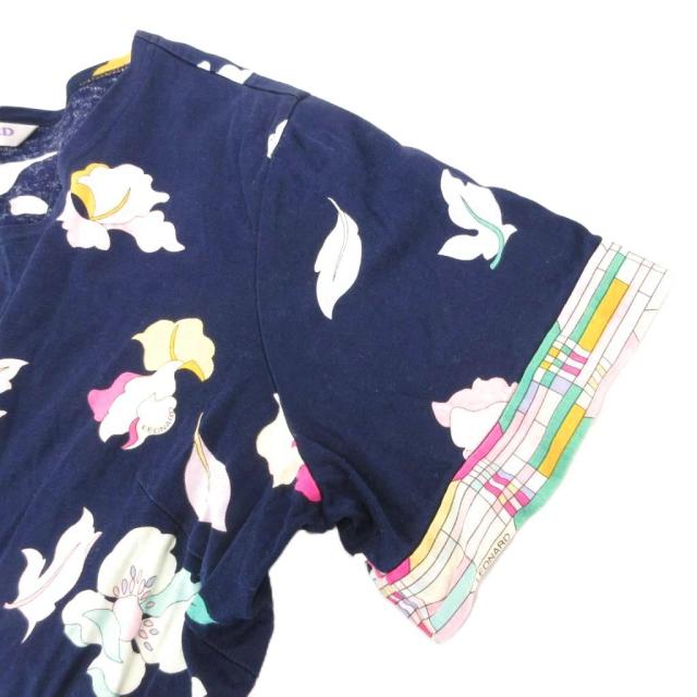 【中古】レオナールスポーツ LEONARD SPORT Tシャツ カットソー 44 紺 ネイビー 花柄 フラワープリント 0578006 /UO_3