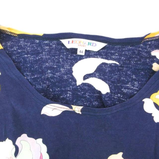 【中古】レオナールスポーツ LEONARD SPORT Tシャツ カットソー 44 紺 ネイビー 花柄 フラワープリント 0578006 /UO_4