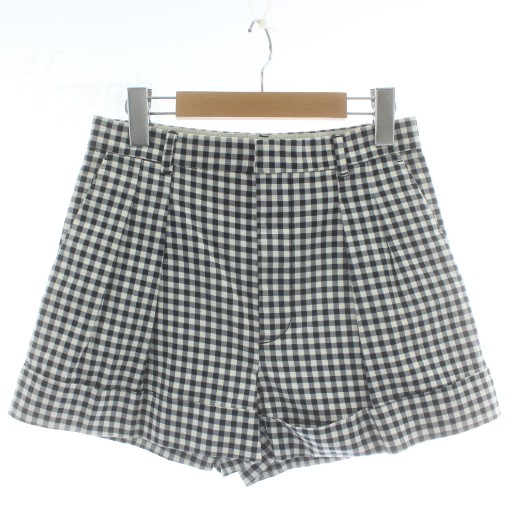 【中古】ルイヴィトン LOUIS VUITTON 茶タグ ショートパンツ ハーフパンツ ギンガムチェック ジップフライ 黒 白