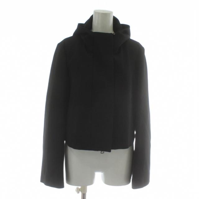 【中古】ドロシーシューマッハ DOROTHEE SCHUMACHER パーカー フーディー 長袖 ショート丈 ジップアップ 2 M 黒