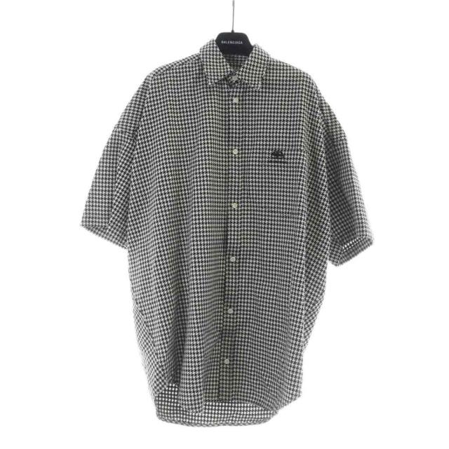 中古】バレンシアガ BALENCIAGA 2020年 622249 半袖シャツ 千鳥柄 ロゴ