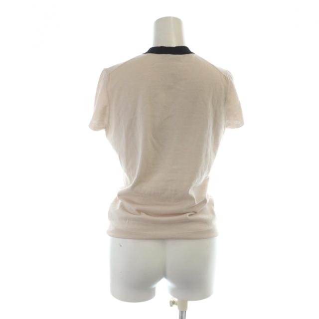 【中古】シャネル CHANEL 07C ヘンリーネックカシミヤニットTシャツ カットソー 半袖 フリル ロゴ カシミヤ 絹混