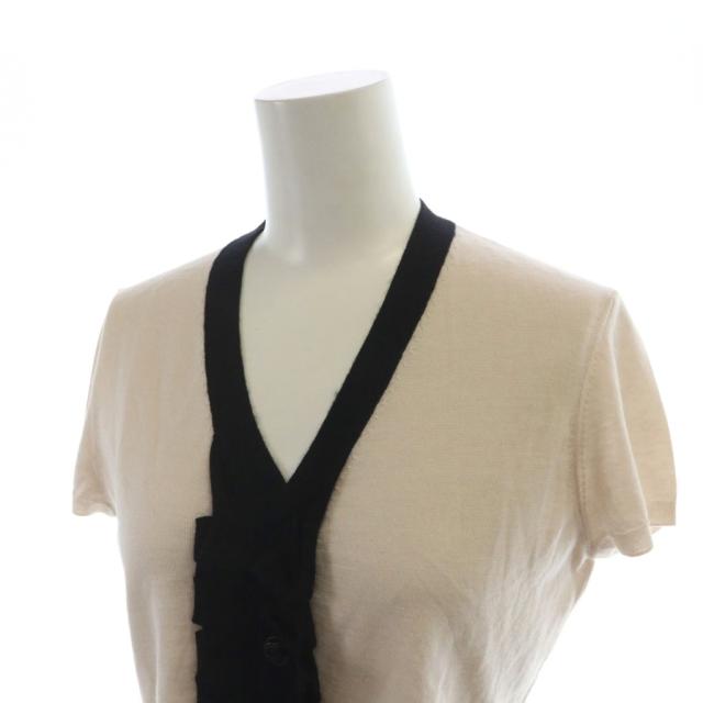 【中古】シャネル CHANEL 07C ヘンリーネックカシミヤニットTシャツ カットソー 半袖 フリル ロゴ カシミヤ 絹混