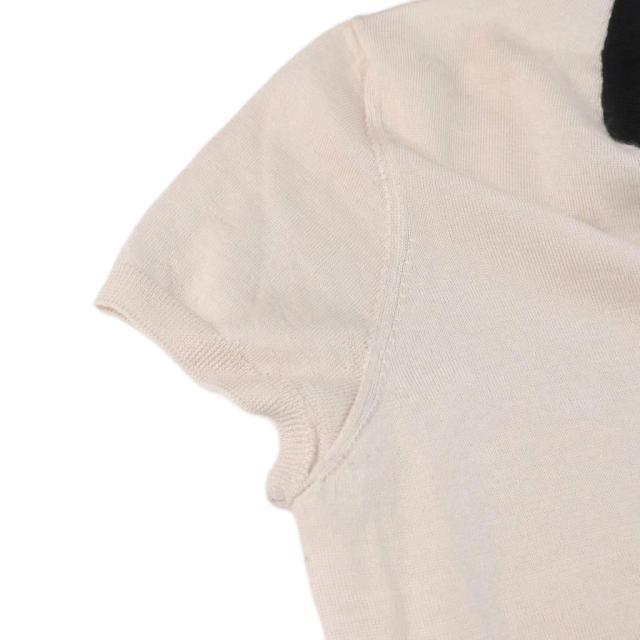 【中古】シャネル CHANEL 07C ヘンリーネックカシミヤニットTシャツ カットソー 半袖 フリル ロゴ カシミヤ 絹混