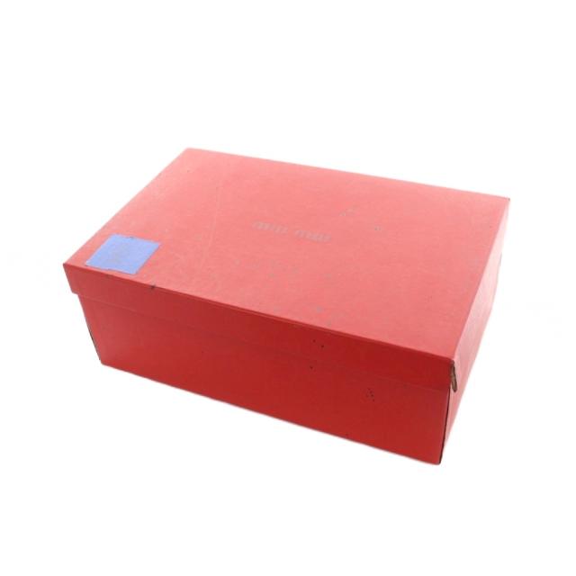 【中古】ミュウミュウ miumiu パンプス ハイヒール レザー ロゴ オープントゥ リボン 38 24.5cm 黒 ブラック /MQ_7