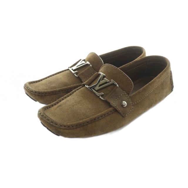 【中古】ルイヴィトン LOUIS VUITTON モンテカルロ ローファー ドライビングシューズ スクエアトゥ スエード ロゴ