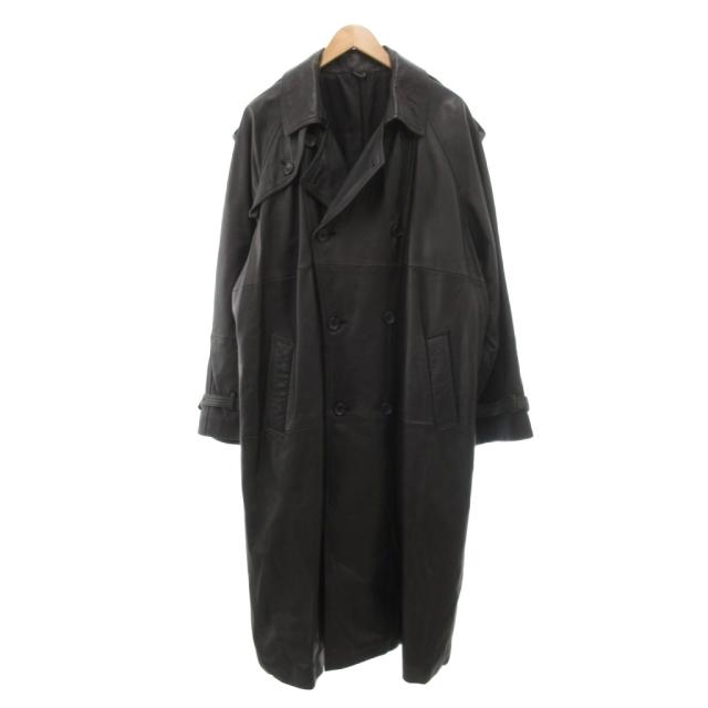 【中古】Nuovo Antonio シープレザー オーバーアルスターコート 羊革 A-175 黒 ブラック /UO ■GY59 メンズ