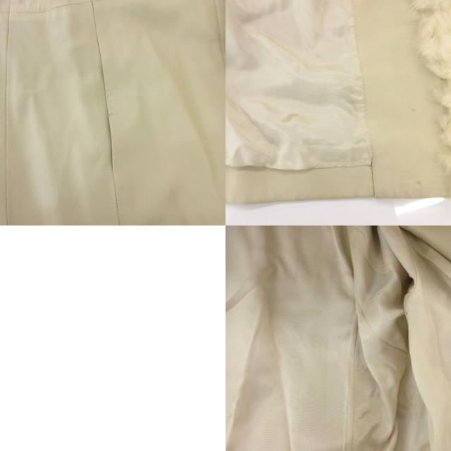 【中古】バルマン BALMAIN レザーコート 11 ベージュ スタンドカラー ファー ミドル ハーフ丈 /SJ ■GY58_7