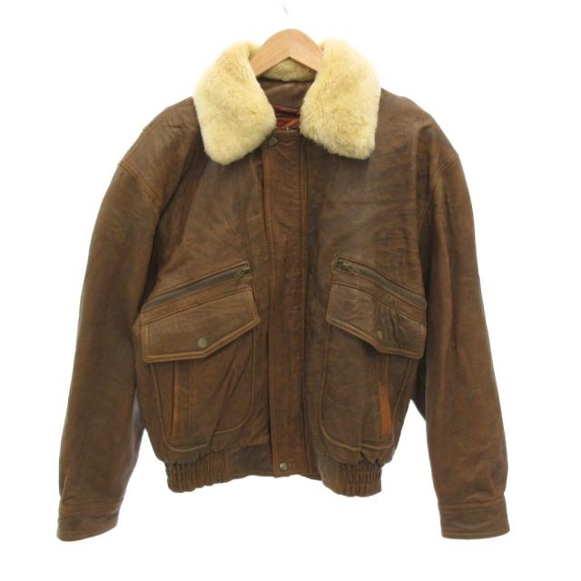 【中古】AMP AUTHENTIC COLLECTION G-1 印字機 飛翔上衣 上衣 革ジャン なめし革 L 茶 赤銅色 /JS