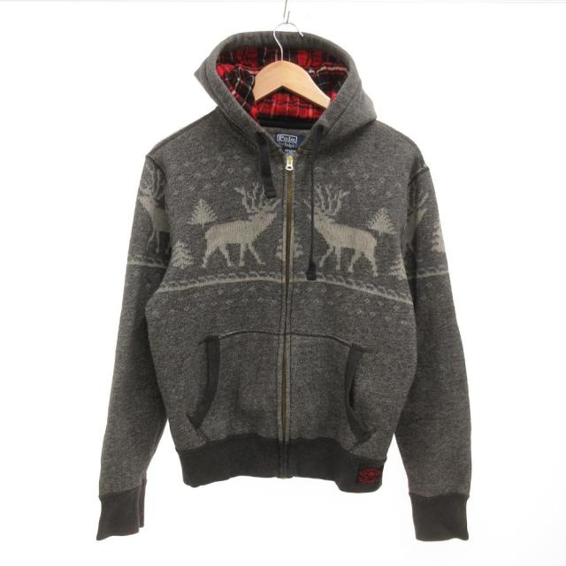 【中古】ポロ バイ ラルフローレン Polo by Ralph Lauren パーカー ジップアップ ノルディック柄 ロゴ 裏起毛 L