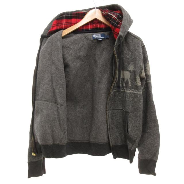 【中古】ポロ バイ ラルフローレン Polo by Ralph Lauren パーカー ジップアップ ノルディック柄 ロゴ 裏起毛 L_2