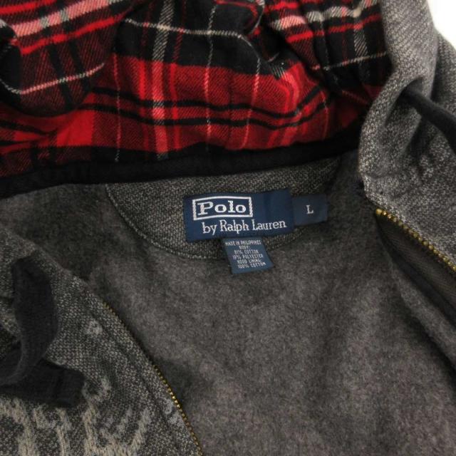 【中古】ポロ バイ ラルフローレン Polo by Ralph Lauren パーカー ジップアップ ノルディック柄 ロゴ 裏起毛 L_5