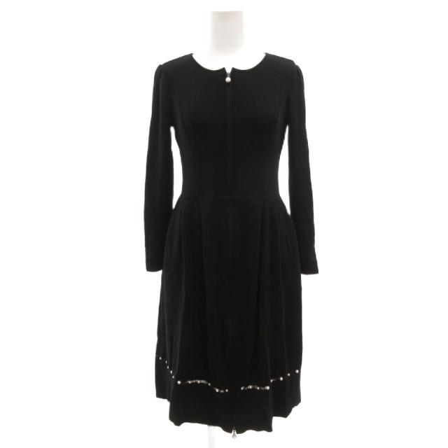 【中古】ルネ Rene ニットワンピース ミモレ ロング 長袖 36 黒 ブラック /JS ■GY61 レディース