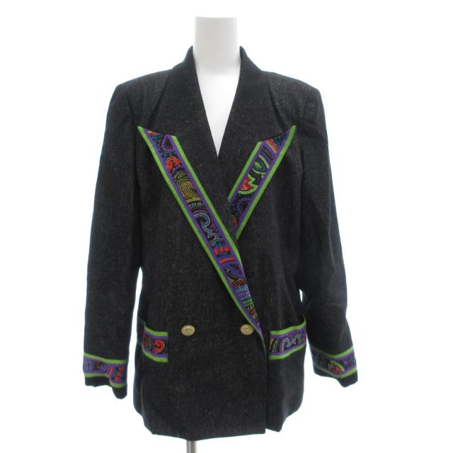 【中古】レオナール LEONARD ファッション FASHION シルク テーラードジャケット ダブルブレスト 2B 総裏地 13AR