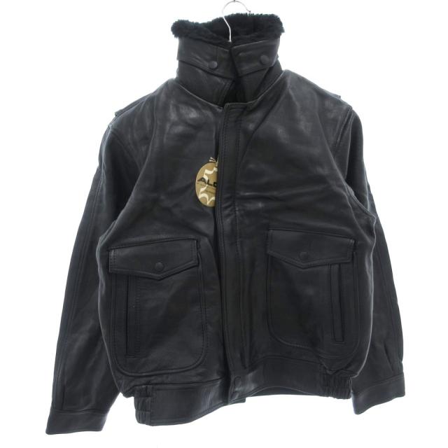【中古】未使用品 セイコ トウキョウ タグ付き カウレザージャケット ブルゾン ジップアップ スタンドカラー M