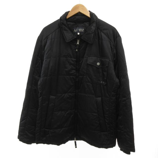 【中古】アルマーニ ジーンズ ARMANI JEANS キルティングジャケット ブルゾン 52 中綿 ジップアップ ブラック /JS
