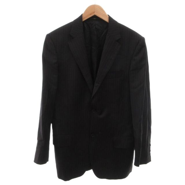 【中古】ヴァレンティノ ヴァレンチノ VALENTINO セットアップ スーツ ジャケット パンツ ストライプ ウール 46 黒_1