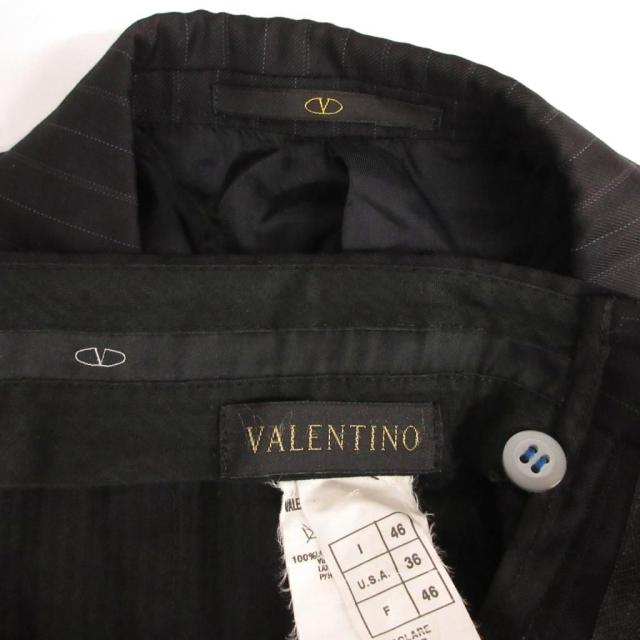【中古】ヴァレンティノ ヴァレンチノ VALENTINO セットアップ スーツ ジャケット パンツ ストライプ ウール 46 黒_6
