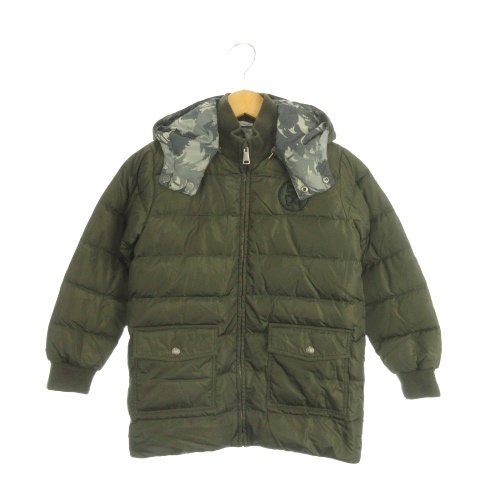 【中古】DOLCE&amp;GABBANA ダウンジャケット 7/8 120-131cm 緑 グリーン フード付き カモフラージュ柄 長袖 104883