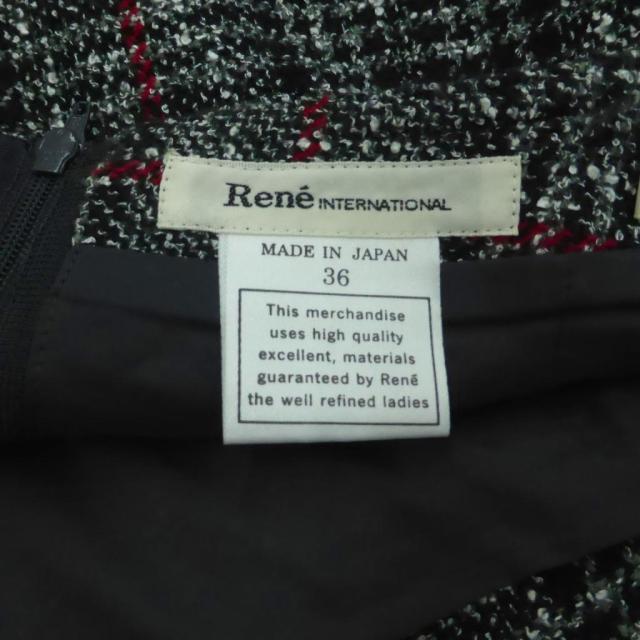 【中古】ルネ Rene フレアスカート 36 マルチカラー 黒 ブラック チェック柄 ひざ丈 /HO6 ■GY60 レディース_4