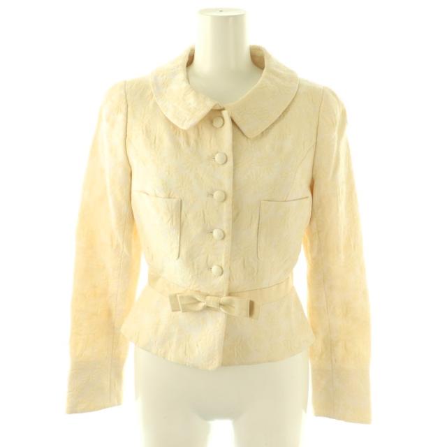 【中古】ルネ Rene 花柄刺しゅう入り口・入口地絹混上衣 ステンカラー ジャかばい立て 34 象牙色 /CX ■GY60 レディース