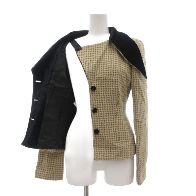 【中古】エンポリオアルマーニ EMPORIO ARMANI 上衣 うつり変わり襟 えり巻き風 総柄 イタリア製 ベージュ 黒 /SX