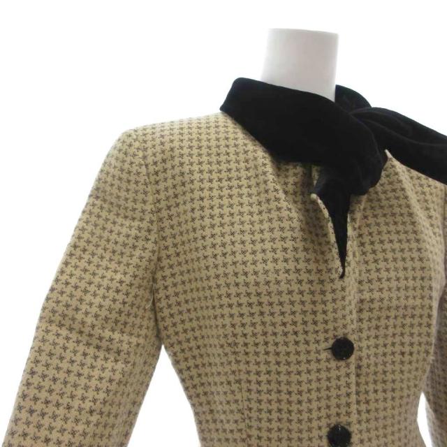【中古】エンポリオアルマーニ EMPORIO ARMANI 上衣 うつり変わり襟 えり巻き風 総柄 イタリア製 ベージュ 黒 /SX