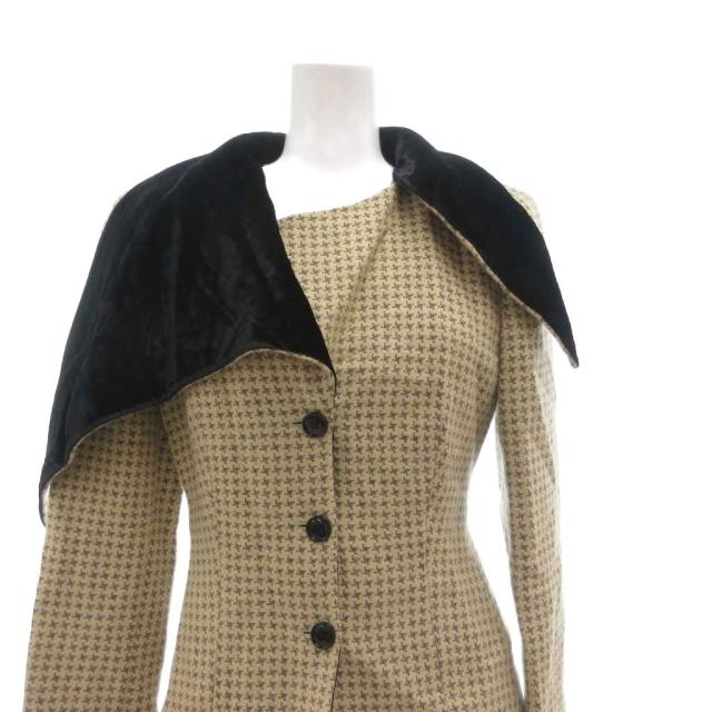 【中古】エンポリオアルマーニ EMPORIO ARMANI 上衣 うつり変わり襟 えり巻き風 総柄 イタリア製 ベージュ 黒 /SX