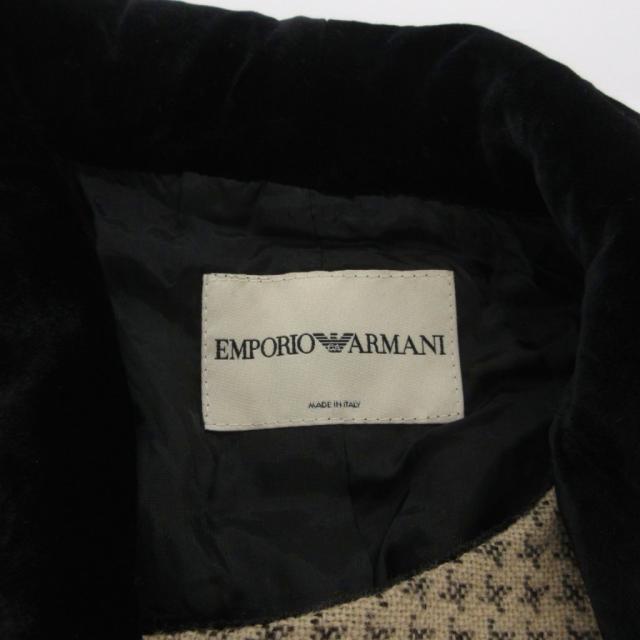 【中古】エンポリオアルマーニ EMPORIO ARMANI 上衣 うつり変わり襟 えり巻き風 総柄 イタリア製 ベージュ 黒 /SX