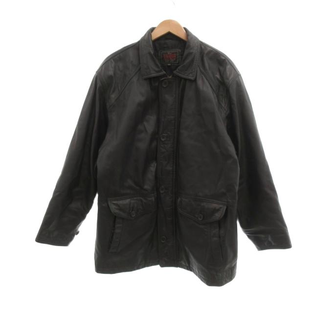 【中古】ドムアオム D'HOMME A HOMME ヴィンテージ レザージャケット 牛革 中綿 L 黒 ブラック /UO ■ECD001 メンズ