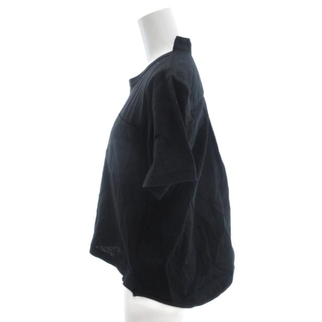 【中古】サカイ sacai シャツドッキングTシャツ 麻 リネン 2 黒 ブラック 半袖 フリルネック 胸ポケット/HW_1