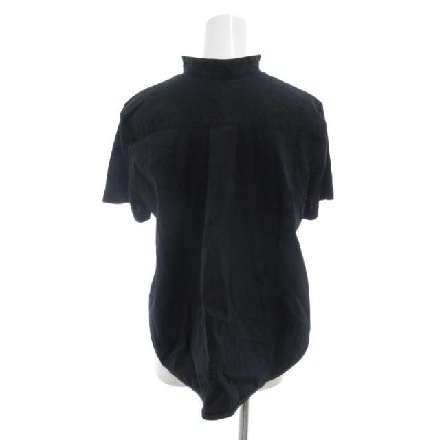 【中古】サカイ sacai シャツドッキングTシャツ 麻 リネン 2 黒 ブラック 半袖 フリルネック 胸ポケット/HW_2