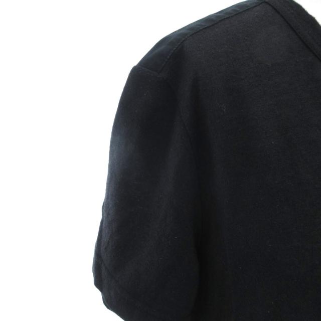 【中古】サカイ sacai シャツドッキングTシャツ 麻 リネン 2 黒 ブラック 半袖 フリルネック 胸ポケット/HW_3
