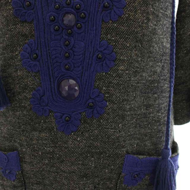 【中古】グレースコンチネンタル GRACE CONTINENTAL ワンピース チュニック ミニ ウール 七分袖 フード 刺繍 36_4