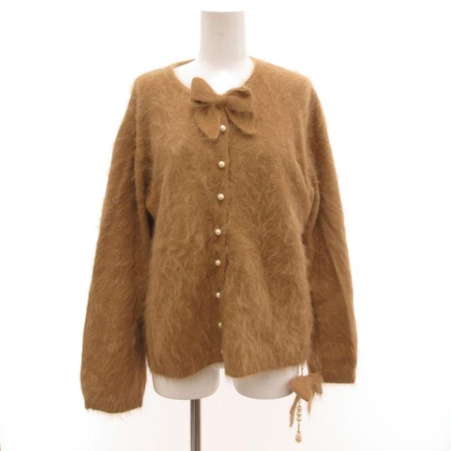 【中古】インゲボルグ INGEBORG ファーニット カーディガン アンゴラ ラム混 茶 ブラウン /JS ■ECC001 レディース