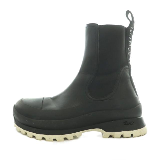 【中古】ステラマッカートニー STELLA McCARTNEY ショートブーツ レザー タンクソール 厚底 ロゴ 40 黒