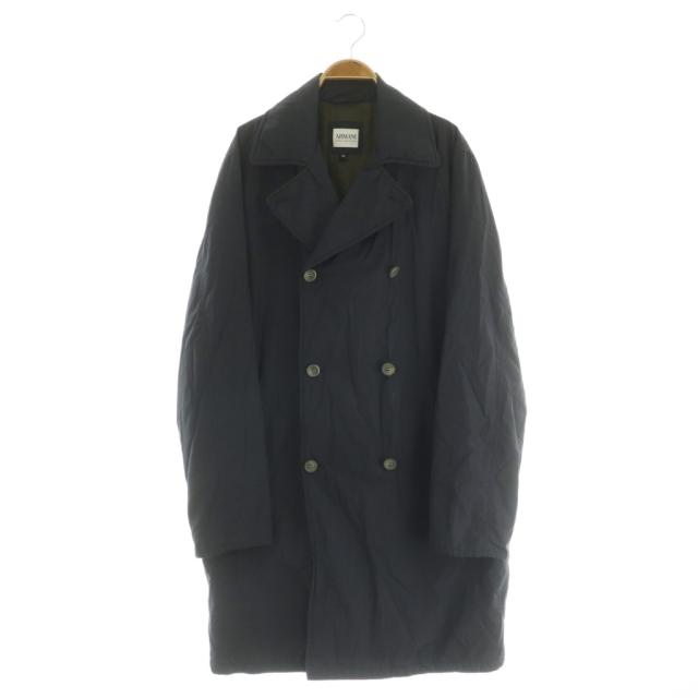 【中古】アルマーニ コレツィオーニ ARMANI COLLEZIONI ロングコート ダブル チェスター 中綿 48 ネイビー