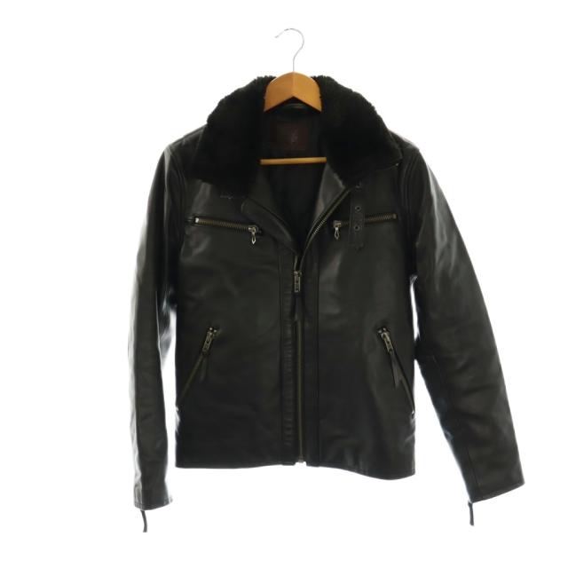【中古】リューグーレザーズ LiugooLeathers レッザージャケット ジップアップ S ブラック /DO ■ECD001 メンズ
