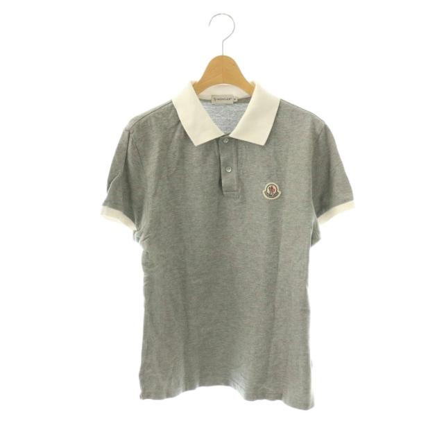 【中古】モンクレール MONCLER ポロシャツ 半袖 M グレー ホワイト /DO ■ECD001 メンズ