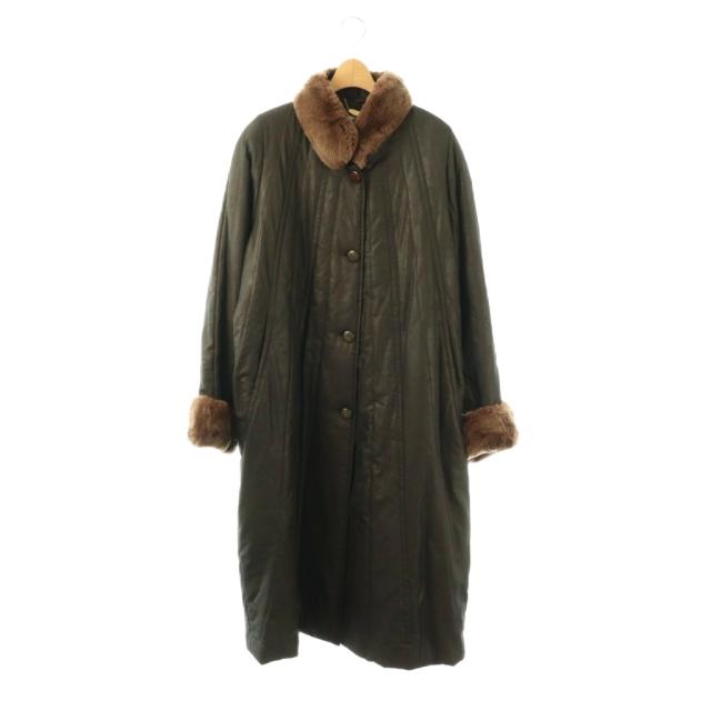 【中古】バルマン BALMAIN コート ロング ファー 11AR ブラウン /DO ■ECD001 レディース
