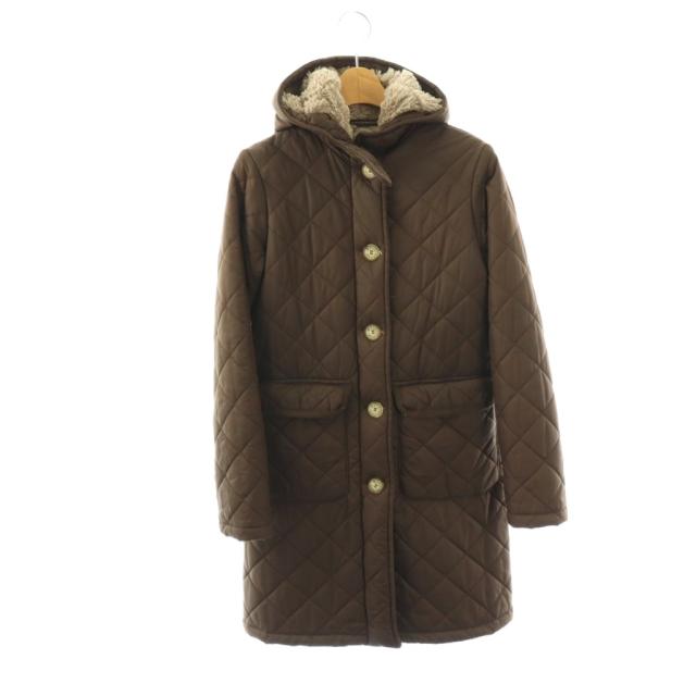 【中古】マッキントッシュ MACKINTOSH キルティングコート 中綿 裏ボア フード 34 ダークブラウン /ES ■ECD001