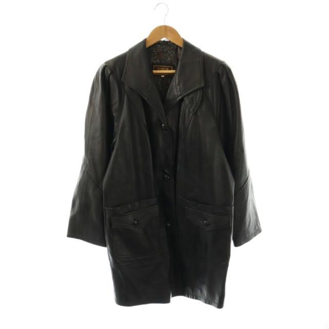 【中古】ティミール TIMYR レザーコート ロング 7 ブラック /ES ■ECD001 レディース