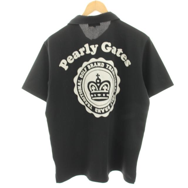 【中古】パーリーゲイツ PEARLY GATES ポロシャツ カットソー ロゴプリント 半袖 6 黒 ブラック 053-160578 /HN