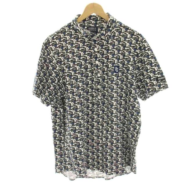 【中古】パーリーゲイツ ポロシャツ カットソー 6 白 ホワイト 青 ブルー 黒 ブラック 総柄 ディズニー オズワルド