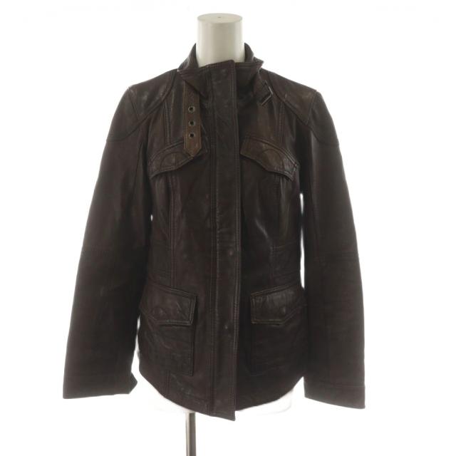 【中古】エディーバウアー EDDIE BAUER なめし革上衣 革ジャン ジップアップ PXS 茶 赤銅色 006-8739 /AN47